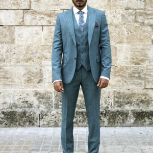 Traje verde 3 piezas raya iplomática slim VERDE