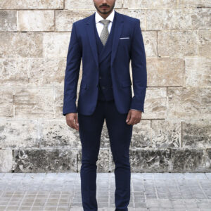 Traje azul marino 3 piezas super elástico MARINO