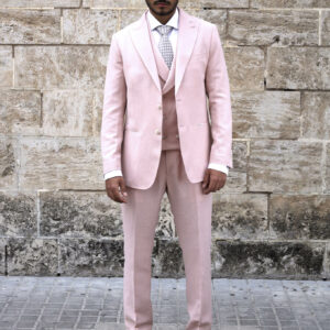 Traje salmón tres piezas de lino